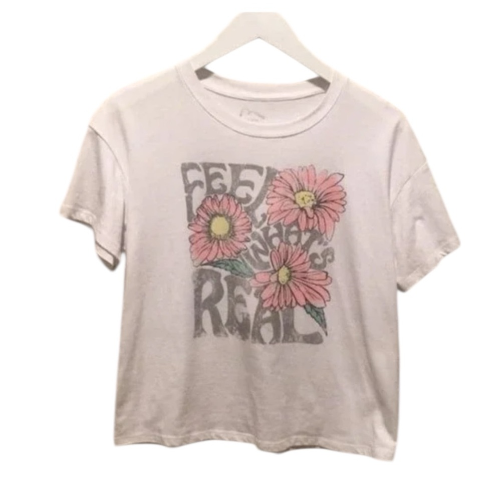 Art Class Girls T Shirt Size XL 14/16 'Feel what's real' boho boxy tee